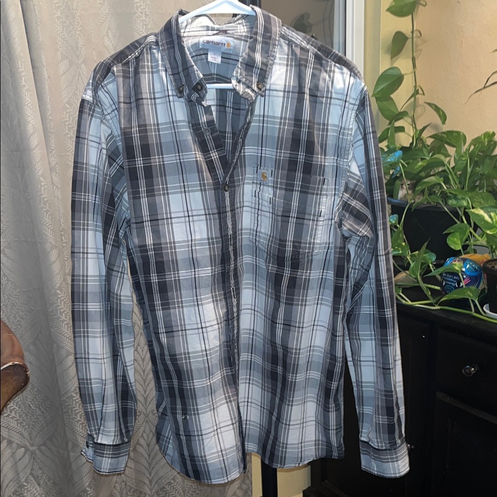 Carhartt Black and Gray Plaid Casual Shirt
